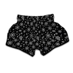 Black And White Snowflake Pattern Print Muay Thai Boxing Shorts