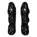 Black And White Snowflake Pattern Print Muay Thai Shin Guards
