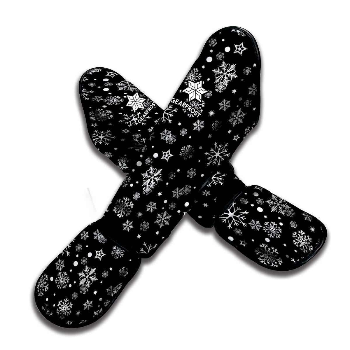 Black And White Snowflake Pattern Print Muay Thai Shin Guard