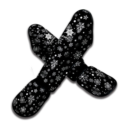 Black And White Snowflake Pattern Print Muay Thai Shin Guard