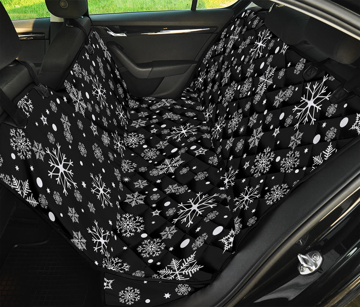 Black And White Snowflake Pattern Print Pet Car Back Seat Cover