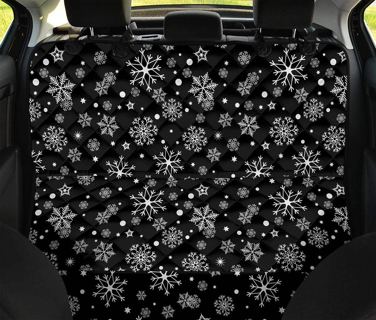 Black And White Snowflake Pattern Print Pet Car Back Seat Cover