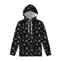 Black And White Snowflake Pattern Print Pullover Hoodie