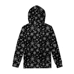 Black And White Snowflake Pattern Print Pullover Hoodie