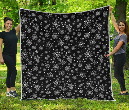 Black And White Snowflake Pattern Print Quilt