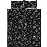 Black And White Snowflake Pattern Print Quilt Bed Set