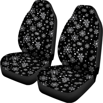 Black And White Snowflake Pattern Print Universal Fit Car Seat Covers