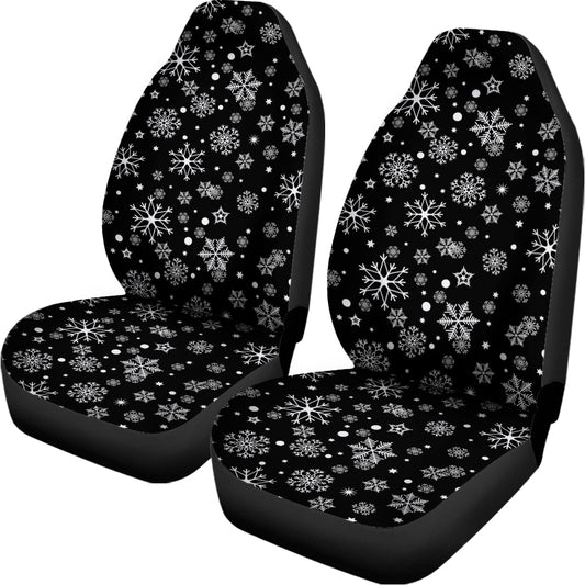 Black And White Snowflake Pattern Print Universal Fit Car Seat Covers