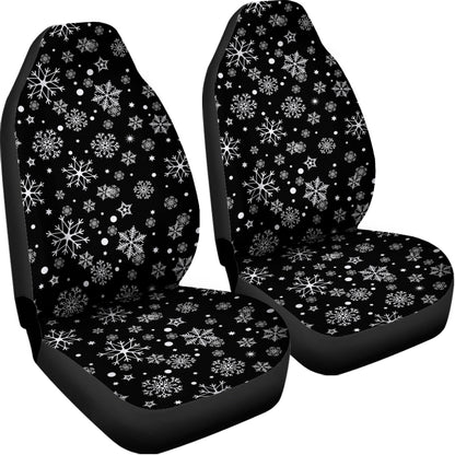 Black And White Snowflake Pattern Print Universal Fit Car Seat Covers