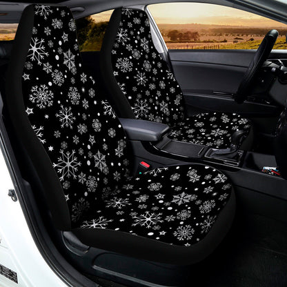 Black And White Snowflake Pattern Print Universal Fit Car Seat Covers