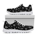 Black And White Snowflake Pattern Print White Running Shoes