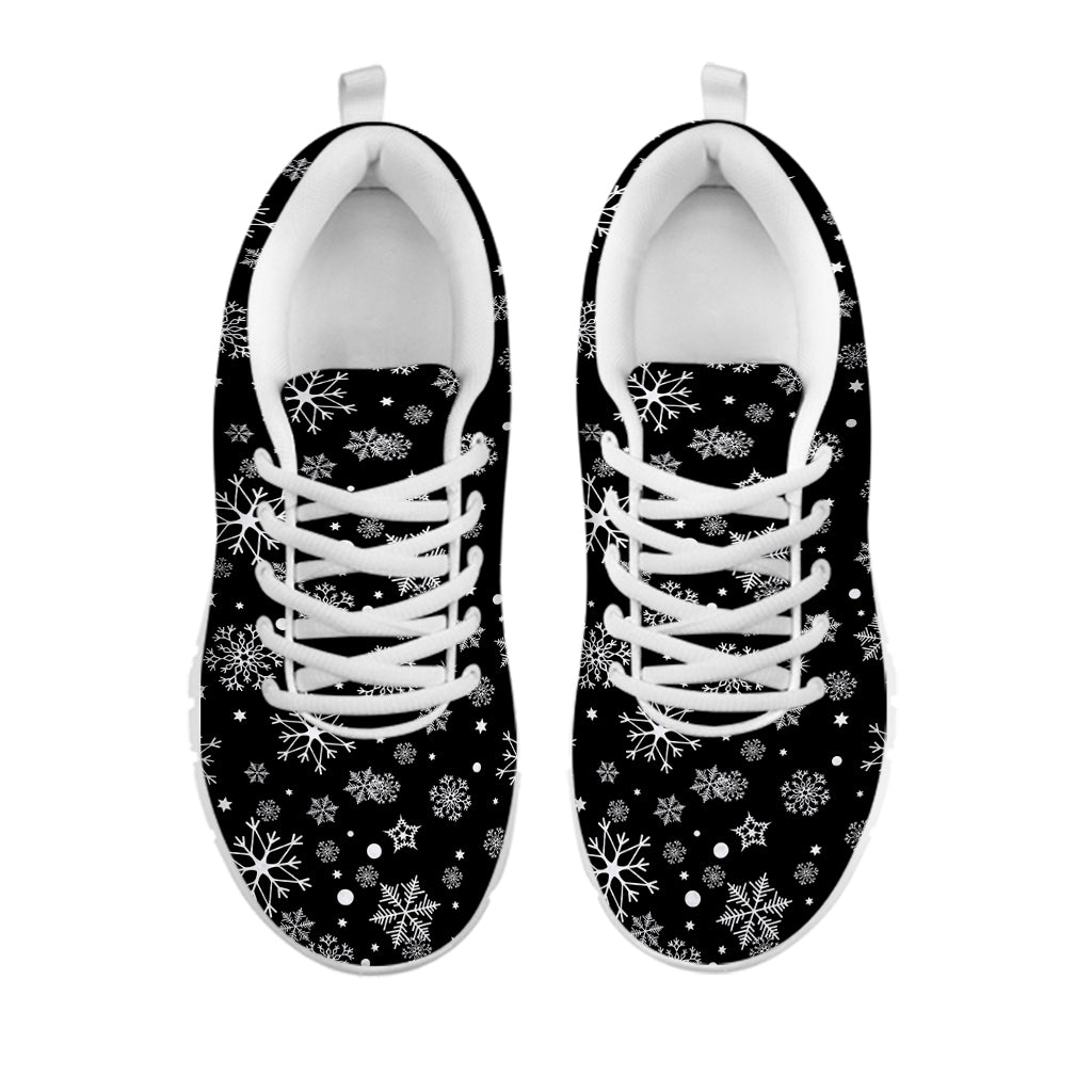 Black And White Snowflake Pattern Print White Sneakers
