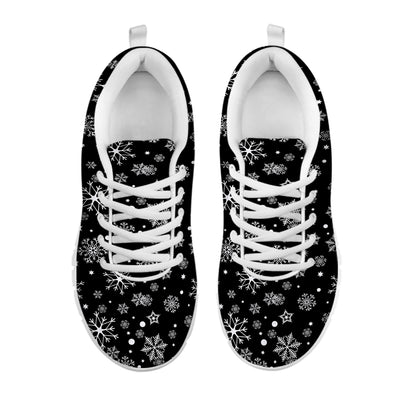 Black And White Snowflake Pattern Print White Sneakers
