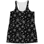 Black And White Snowflake Pattern Print Women's Racerback Tank Top