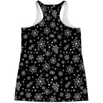 Black And White Snowflake Pattern Print Women's Racerback Tank Top