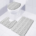 Black And White Snowman Pattern Print 3 Piece Bath Mat Set