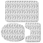 Black And White Snowman Pattern Print 3 Piece Bath Mat Set