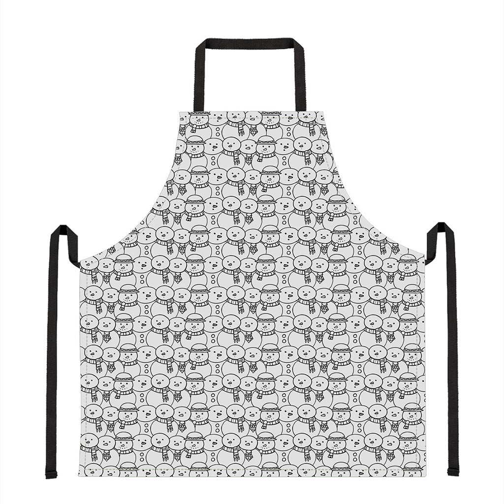 Black And White Snowman Pattern Print Apron