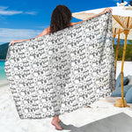 Black And White Snowman Pattern Print Beach Sarong Wrap
