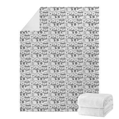 Black And White Snowman Pattern Print Blanket
