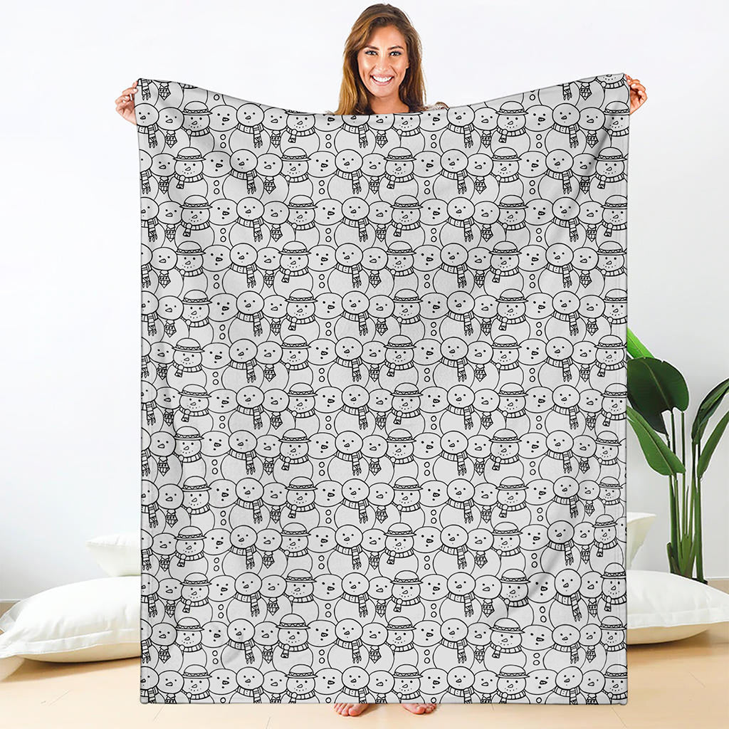 Black And White Snowman Pattern Print Blanket