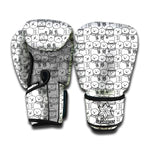 Black And White Snowman Pattern Print Boxing Gloves