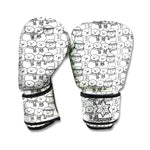 Black And White Snowman Pattern Print Boxing Gloves