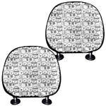 Black And White Snowman Pattern Print Car Headrest Covers