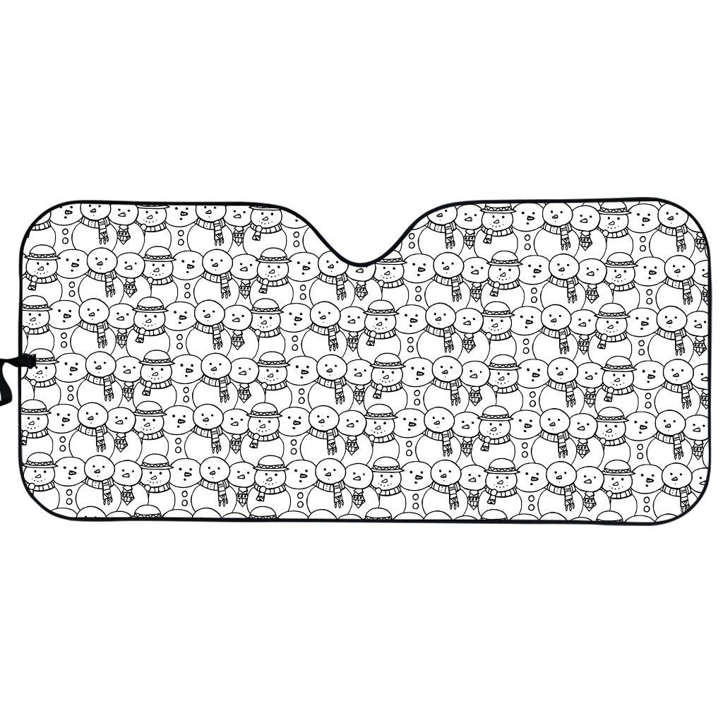 Black And White Snowman Pattern Print Car Sun Shade