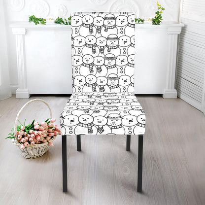 Black And White Snowman Pattern Print Dining Chair Slipcover