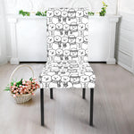 Black And White Snowman Pattern Print Dining Chair Slipcover