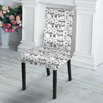 Black And White Snowman Pattern Print Dining Chair Slipcover