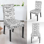 Black And White Snowman Pattern Print Dining Chair Slipcover