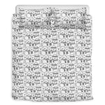Black And White Snowman Pattern Print Duvet Cover Bedding Set
