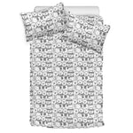 Black And White Snowman Pattern Print Duvet Cover Bedding Set