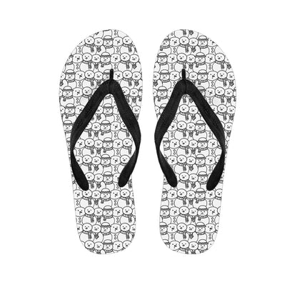Black And White Snowman Pattern Print Flip Flops