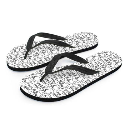 Black And White Snowman Pattern Print Flip Flops