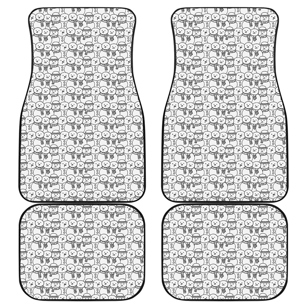 Black And White Snowman Pattern Print Front and Back Car Floor Mats