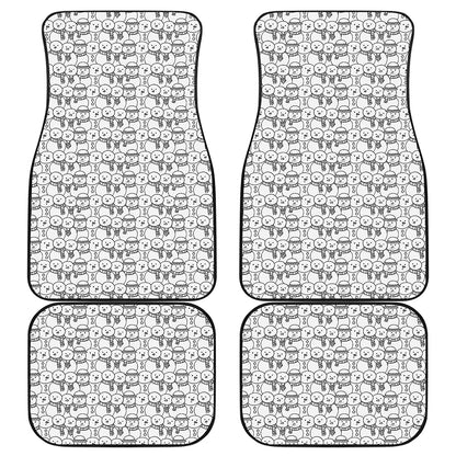 Black And White Snowman Pattern Print Front and Back Car Floor Mats