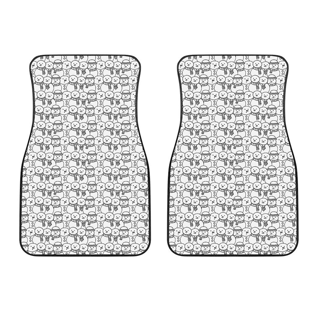 Black And White Snowman Pattern Print Front Car Floor Mats