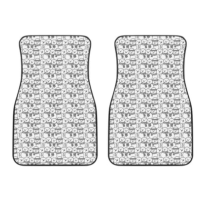 Black And White Snowman Pattern Print Front Car Floor Mats