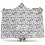 Black And White Snowman Pattern Print Hooded Blanket