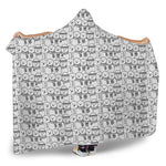 Black And White Snowman Pattern Print Hooded Blanket