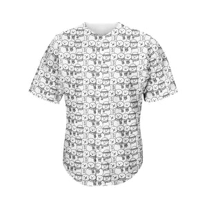 Black And White Snowman Pattern Print Men's Baseball Jersey