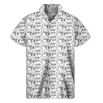 Black And White Snowman Pattern Print Men's Short Sleeve Shirt