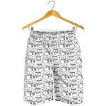 Black And White Snowman Pattern Print Men's Shorts