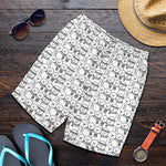 Black And White Snowman Pattern Print Men's Shorts