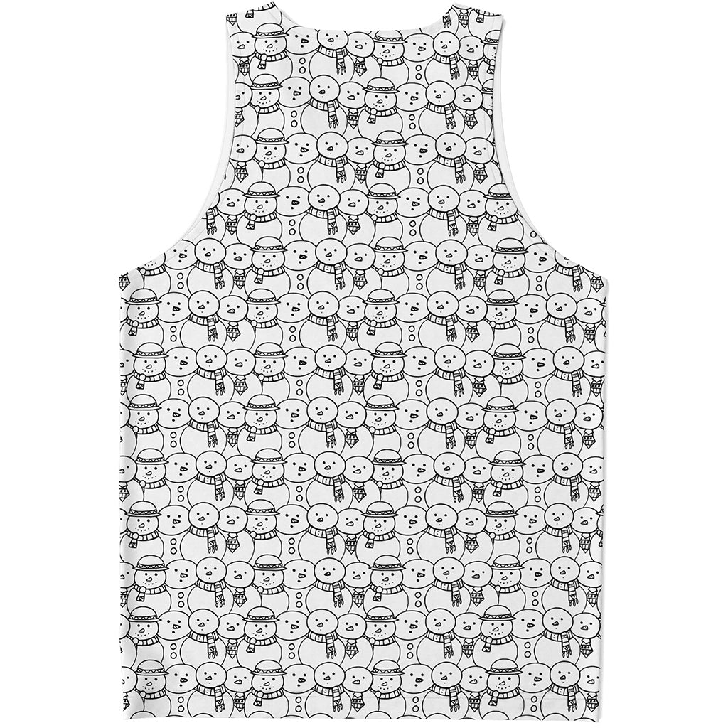 Black And White Snowman Pattern Print Men's Tank Top