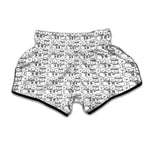 Black And White Snowman Pattern Print Muay Thai Boxing Shorts