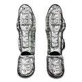 Black And White Snowman Pattern Print Muay Thai Shin Guards